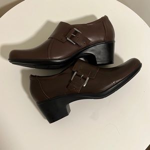 Clarks Brown Ankle Boots with Black Heel